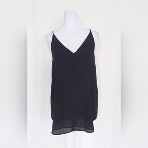 LOFT Covered Button Strappy Cami Size Small Black Lined